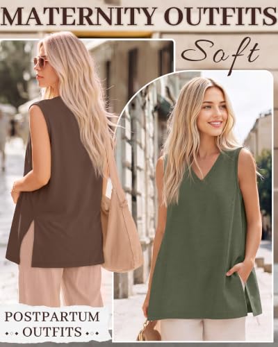 4 Pack Womens Nursing Oversized Tank Tops - color: Gray Green, Coffee, White, Black, size: Small