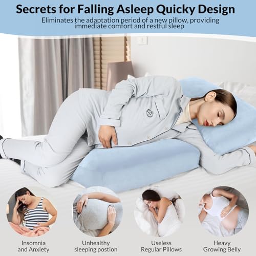 Pregnancy Belly Pillow for Sleeping, Full Body Pregnancy Massage Pillow - color: Blue
