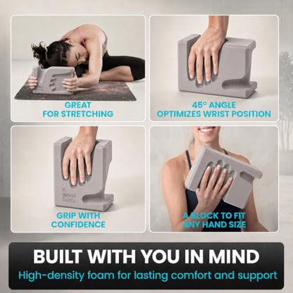 WRISTBuddy® Yoga Blocks 2 Pack, High Density Non-Slip, Hand-Shaped Design - color: Gray