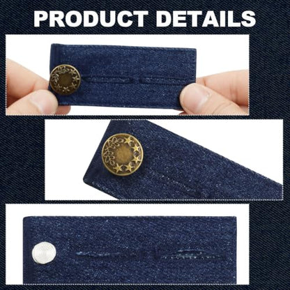 6 Pack Waistband Extenders Jeans, Button Assorted