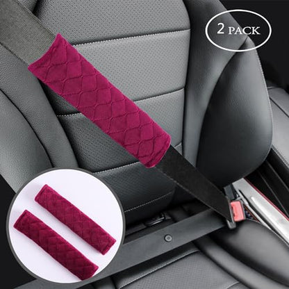Amooca 2 Pack Seat Belt Covers Soft Shoulder Pad for Cars & Backpack - color: Wine Red
