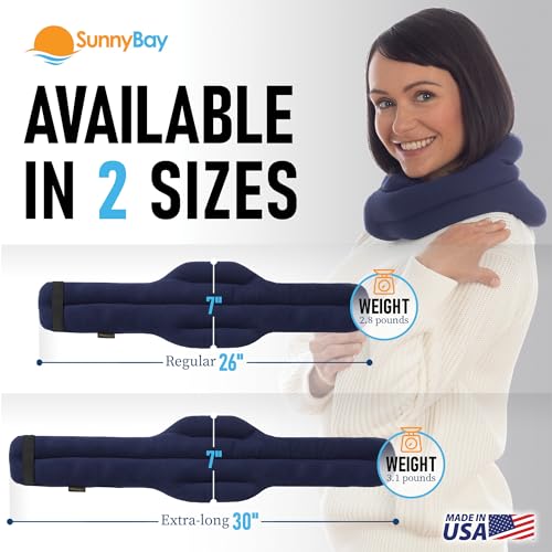 SunnyBay Hands-Free Heating Pad, Neck and Shoulder, 26 inch, Cotton Navy - color: Unscented Wrap - Navy Blue