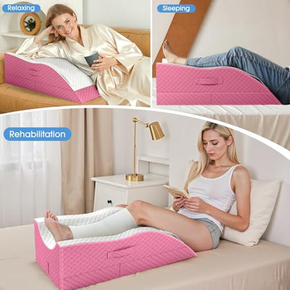 TranquilRelax Leg Elevation Pillows for After Surgery, Wedge Pillow, Pink - color: Pink, size: Double Leg
