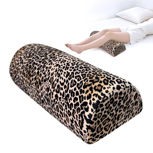 Knee Pillow for Back Sleeping – Half Moon Bolster Pillow for Under Knee While Sleeping Support, Leg & Back Pain Relief (21.5x9x5 Inches) - color: Brown
