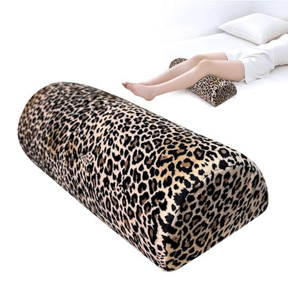 Knee Pillow for Back Sleeping – Half Moon Bolster Pillow for Under Knee While Sleeping Support, Leg & Back Pain Relief (21.5x9x5 Inches) - color: Brown