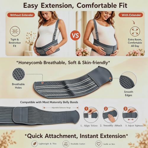 Maternity Support Belt Mesh Shoulder Straps Pregnancy Back Pelvic Relief(Gray,X-Large) - color: Gray, size: X-Large
