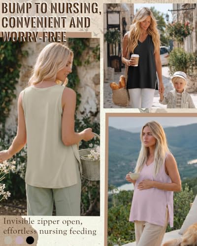 3 Pack Womens Maternity Nursing Tank Top - color: Smoky Gray, Light Purple, Black, size: Medium