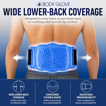 Body Glove Silica Pearl Back Ice Pack Wrap, Reusable Hot or Cold Compress Gel Pack for Back, Adjustable Ice Wrap for Lower Back Pain, Flexible Cold Pack for Injuries