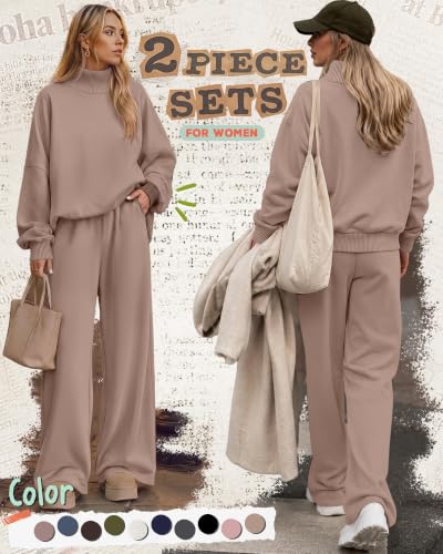 Neer Women's 2 Piece Set Sweatsuits Lounge Outfits Set - color: Coffee Gray, size: Small