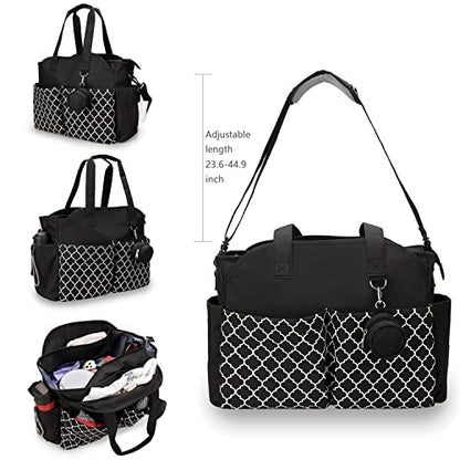 Diaper Bag Tote Large Baby Changing Bag with Changing Station - color: Black
