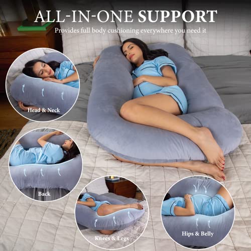 Pregnancy Pillow, Body Pillow, Side Sleeper Pillow, Plush - color: Dark Grey