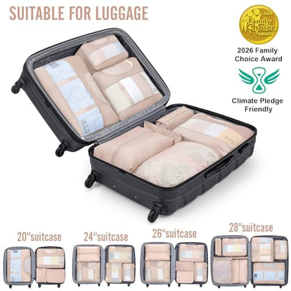 Veken 4 Set/6 Set /8 Set /9 Set /10 Set /11 Set Packing Cubes for Travel Essentials, 10 Set, 02 Cream - color: 02 Cream