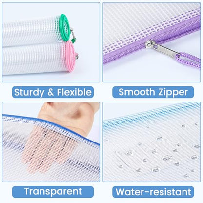 Sooez 20 Pack Mesh Zipper Pouch Bags, A4 Letter Size, Classroom Zipper Bags - style: 20 Pack