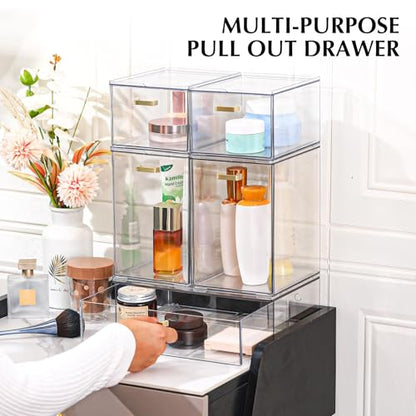 LALOBLUE Stackable Clear Acrylic Drawer Baby Bottle Makeup Organizer - size: 2 Middle+2 Big+1 Long