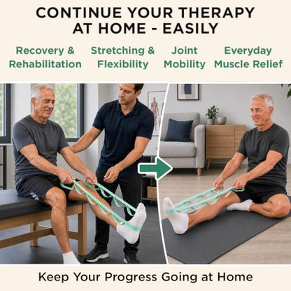 TECEUM Stretching Strap with 10 Loops for Physical Therapy & Rehab - color: Light Green, size: Polypropylene 1” W - 10 Loops