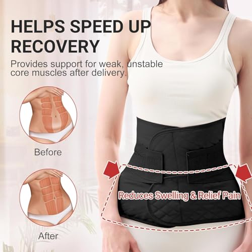 Trendyline Postpartum Belly Band Wrap: Adjustable Support Abdominal Binder - color: Black, size: XX-Large