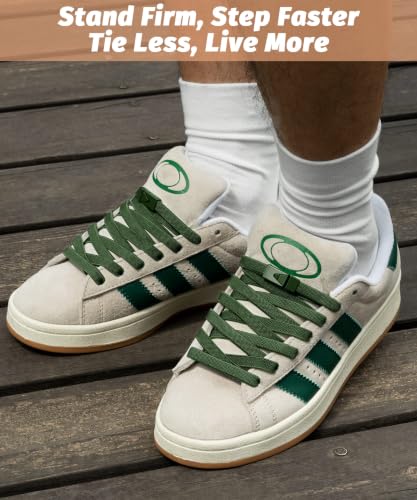 Stepace 2 Pairs Elastic Shoe Laces for Sneakers No Tie Shoelaces for Adults - color: Army Green