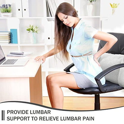 Queekay Fleece Lumbar Support Pillow 3 Section for Office Chair, White - color: White