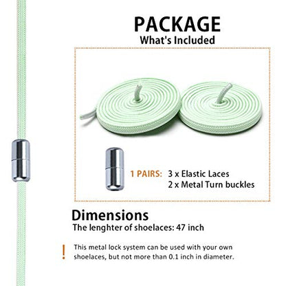 No Tie Shoelaces, Elastic Shoelaces for Adults/Kids，Elastic No Tie Shoe Laces - color: Light Green