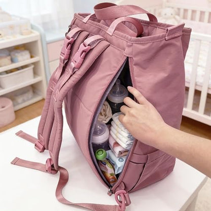Diaper Bag Backpack, Multi-Function Parent Organizer (Dark Pink) - color: Dark Pink