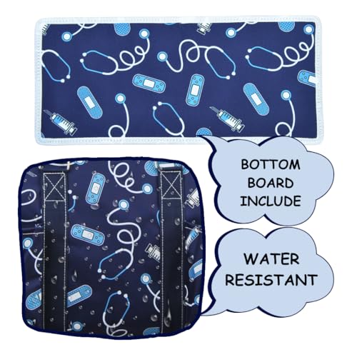 NGIL Work Tote Bag with Exterior Pockets - color: Blue Nurse Print-navy