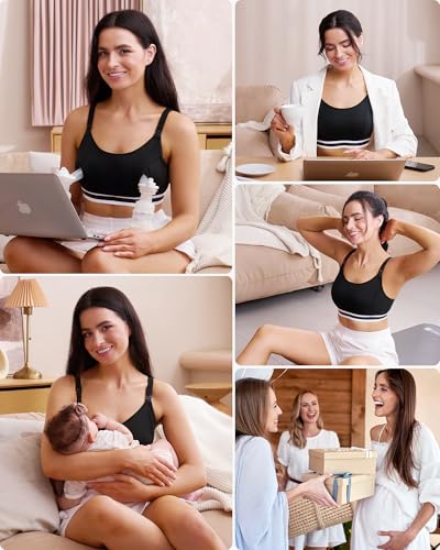 Momcozy 2-in-1 Hands Free Pumping Bra, Adjustable Breast Pump Bra with Wide Support Band for Breastfeeding Moms - size: X-Large Plus