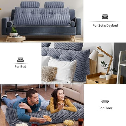 EUHAMS Headboard Pillow Twin with Neck Roll, Triangular Backrest Pillow - color: Grey, size: Twin