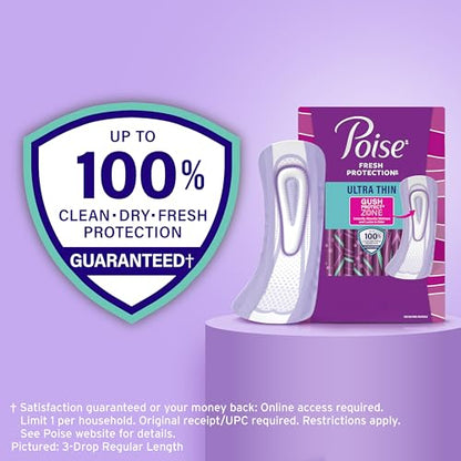 Poise Ultra Thin Incontinence Pads & Postpartum Pads for Bladder Leaks, 4 Drop Moderate Absorbency, Regular Length, 144 Count, Packaging May Vary - size: Regular Length