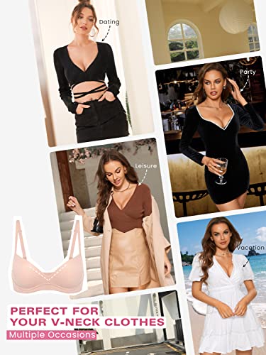DOBREVA Women's Push Up Bra No Underwire Padded - color: Blush Beige, size: 36C