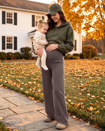 G4Free EverGoing Maternity Dress Pants Pregnancy Slacks - color: Taupe, size: Medium