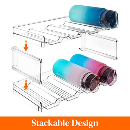 Lifewit Stackable Water Bottle Organizer for Cabinet, Clear Tumbler Holder - size: 2 Tier-8 Bottle