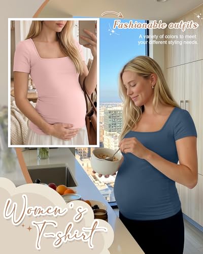 4 Pack Womens Maternity T Shirts - color: Haze Blue, Pink, White, Black, size: Small