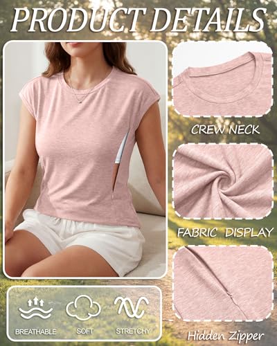 Ficerd 3 Pack Women's Nursing Cap Sleeve Shirts - color: Light Pink, Turquoise, Black, size: XX-Large