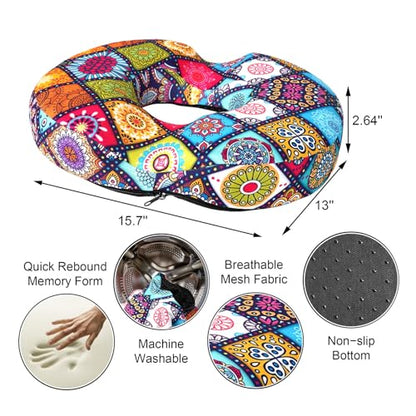 Donut Pillow for Hemorrhoids Seat Cushion for Tailbone Pain Relief - color: Boho