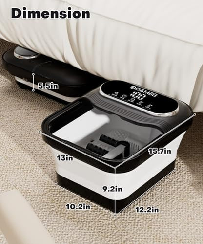 OOAMBB Collapsible Foot Spa with Heat, Bubble, Temp Control, Black - color: Black