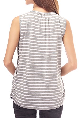 Smallshow Women's Maternity Nursing Tank Tops Breastfeeding Clothes 3-Pack - color: Black-dark Grey-light Grey Stripe(3 Pack), size: Medium