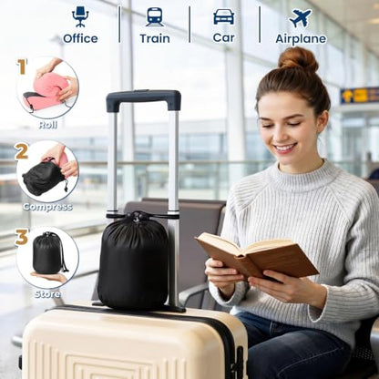 ExploreBliss Travel Pillow, Memory Foam Neck Pillow Airplane, Pink - color: Pink