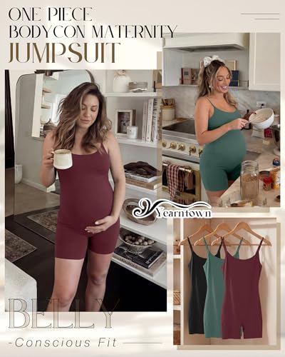 3 Pack Women's Maternity Jumpsuit Shorts - color: Burgundy, Sage Green, Black, size: Medium