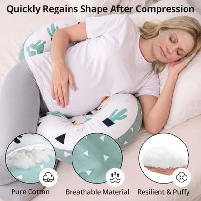 Adjustable Cotton Pregnancy Wedge Body Pillow, Maternity Pillow for Moms - color: Blue