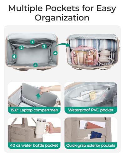 BAGSMART 38L Travel Duffle Bag, Weekender Overnight Hospital Bag