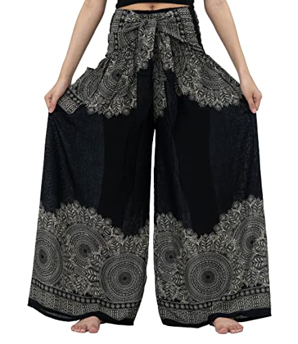 B BANGKOK PANTS Women's Boho Palazzo Pants - color: Hippierose Black, size: 16-20 Plus
