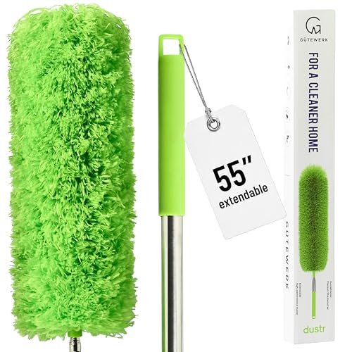Gütewerk Extendable Microfiber Duster, 360° Bendable Head, 55 Inch Green - color: Green, size: up to 55 inch
