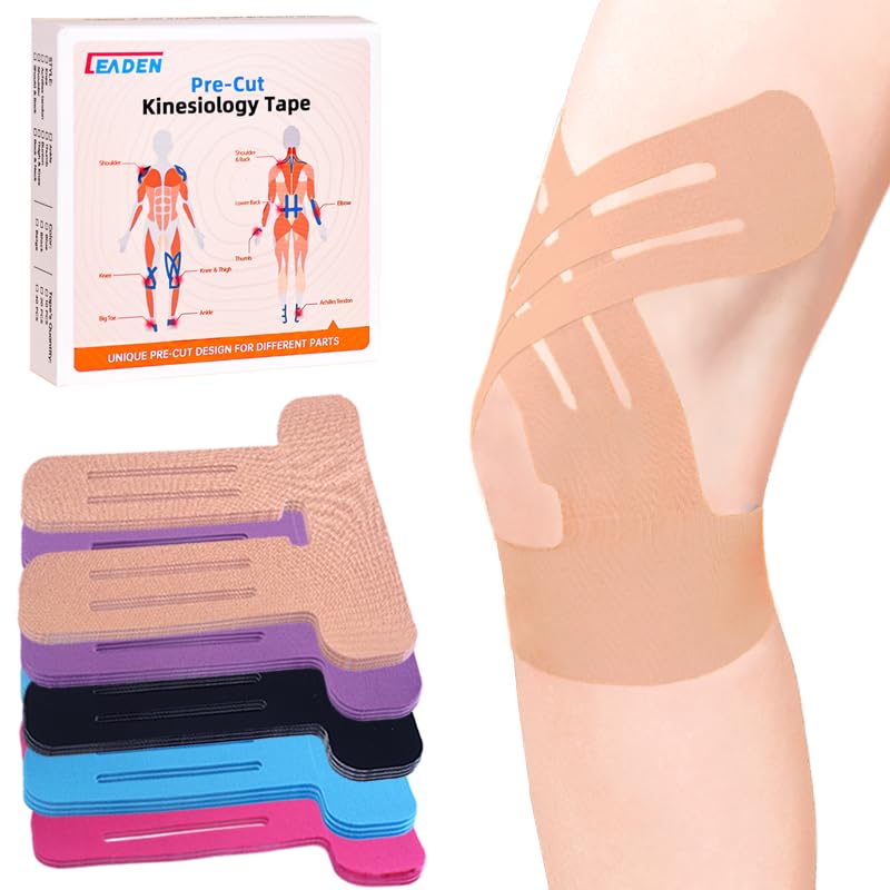 Precut Kinesiology Tape for Knees, Upgraded, 10 Pcs, Beige - color: Beige, size: 10 Pcs