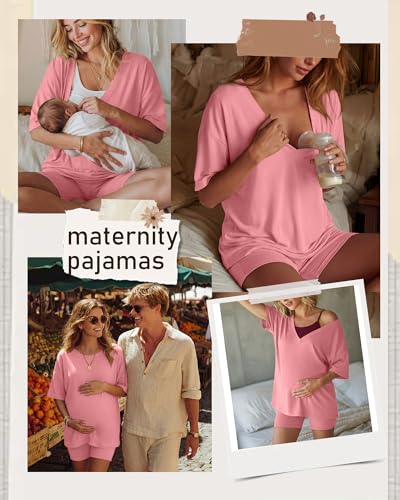 Women's 2 Piece Maternity Oversized Set - color: Rose Pink, size: Small