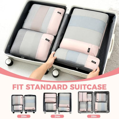 BAGAIL Lightweight Compression Packing Cubes for Travel, 6 Set, Pink - color: Pink