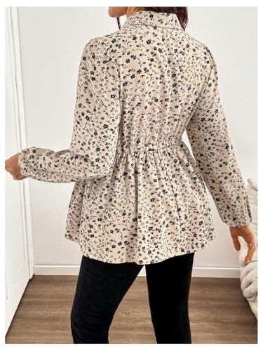 MakeMeChic Women's Maternity Blouse Long Sleeve Belted Button Down Tops - color: Apricot, size: X-Large