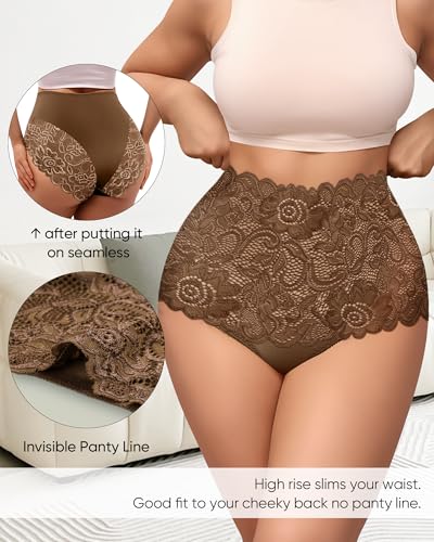 Women's High Waisted Underwear Lace Panties Full Coverage 4 Pack - color: Multicolor-b, size: XX-Large