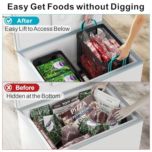 iSPECLE Freezer Organizer Bins - 2 Pack Extra Height Storage Bins, Black - color: 2 Pack, Extra Height, Black