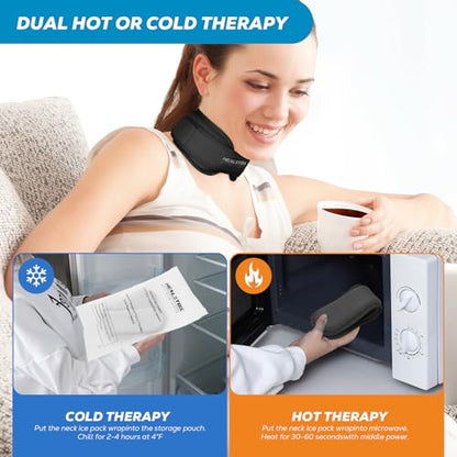 Neck Ice Pack Wrap, Reusable Cold/Hot Gel for Neck Pain, Blackx2 - color: Black+black