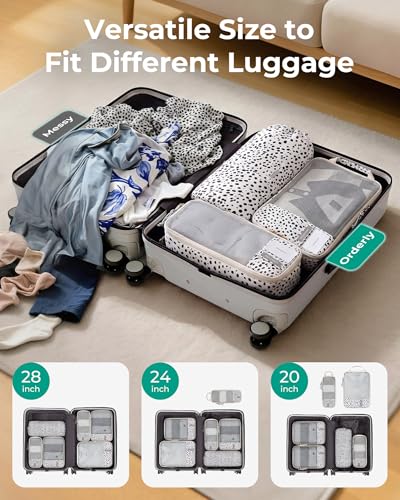 BAGSMART Compression Packing Cubes for Travel Essentials - color: Seaside Dots, size: Set of 6